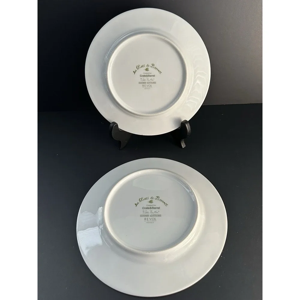 Crate & Barrel French Country Les Olives de Provence Salad Plates (2) 7.5